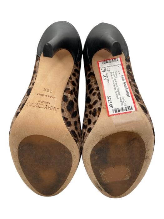 Jimmy Choo Shoe Size 38.5 Brown, Tan & Black Pony Hair round toe Booties Brown, Tan & Black / 38.5