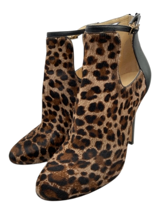 Jimmy Choo Shoe Size 38.5 Brown, Tan & Black Pony Hair round toe Booties Brown, Tan & Black / 38.5