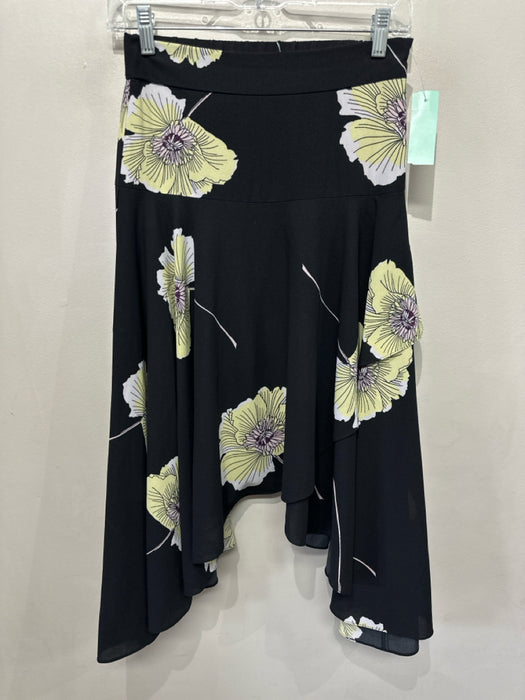 1. State Size XS White, Yellow & Black Polyester Floral Short Sleeve Skirt Set