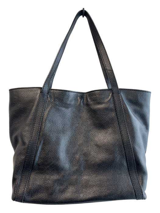 Loxwood Black Leather Shoulder Bag Square Textured Tote Bag Black / Medium