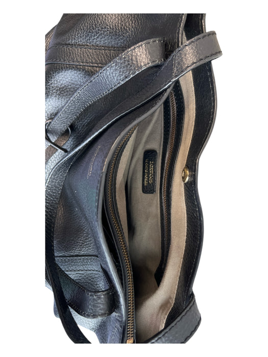 Loxwood Black Leather Shoulder Bag Square Textured Tote Bag Black / Medium
