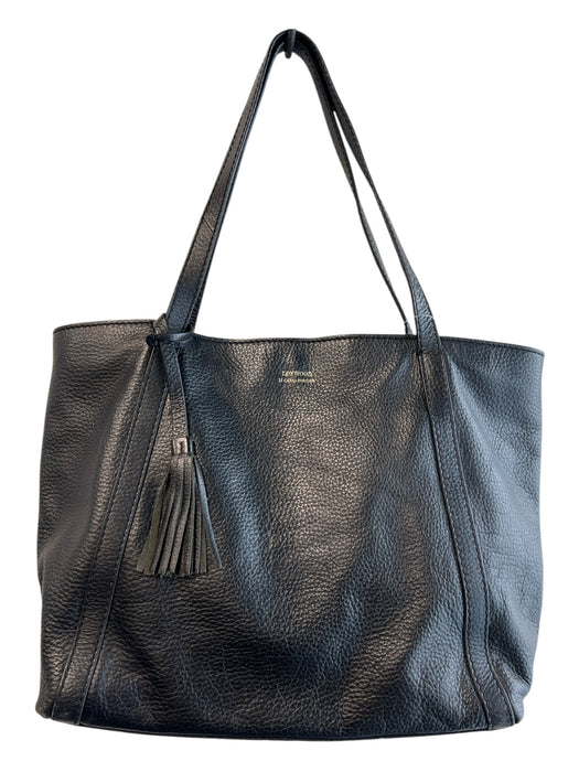 Loxwood Black Leather Shoulder Bag Square Textured Tote Bag Black / Medium