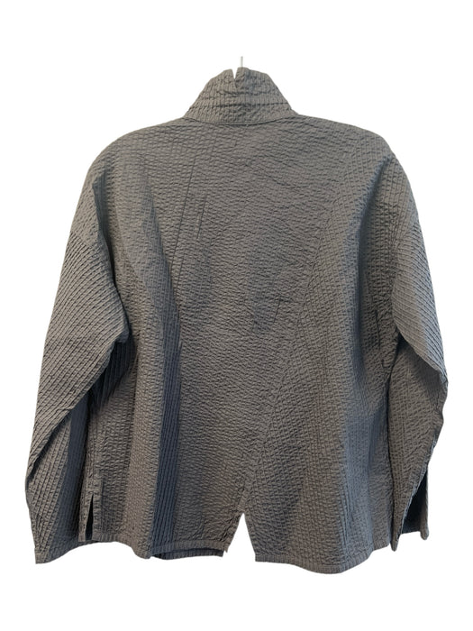 YaccoMaricard Size Est M Gray Cotton Button Front Long Sleeve Ribbed Detail Top Gray / Est M