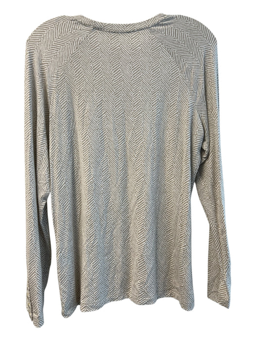 J. McLaughlin Size M Beige Modal Abstract Long Sleeve Button Detail Top Beige / M