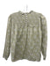 J Crew Liberty Size S Green & White Cotton Floral Smocked Yolk Button Back Top Green & White / S