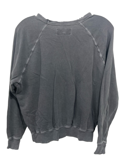 The Great Size 0/XS Gray Cotton Distressed Round Neck Long Sleeve Sweatshirt Gray / 0/XS