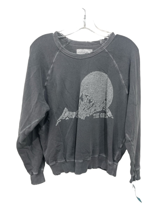 The Great Size 0/XS Gray Cotton Distressed Round Neck Long Sleeve Sweatshirt Gray / 0/XS