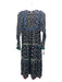 Warm Size S Black & Multi Cotton Printed Round Split Neck Long Sleeve Midi Dress Black & Multi / S