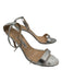 Manolo Blahnik Shoe Size 41 Silver Leather Snake Print Metallic Heel Sandals Silver / 41