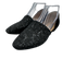 Jimmy Choo Shoe Size 38.5 Black Leather Glitter D'Orsay Almond Toe Suede Flats Black / 38.5