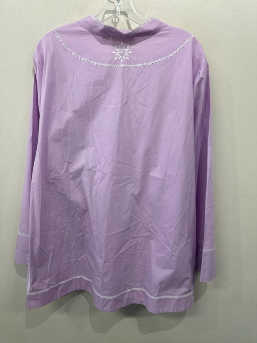NicoBlu Size XL Lilac Cotton Blend Abstract Stiching Long Sleeve Tunic Top