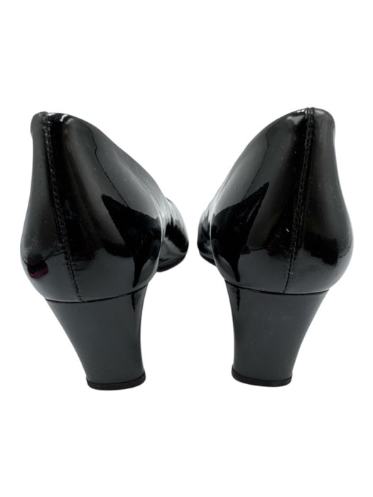Stuart Weitzman Shoe Size 9.5 Black Patent Leather Almond Toe Midi Heel Pumps Black / 9.5