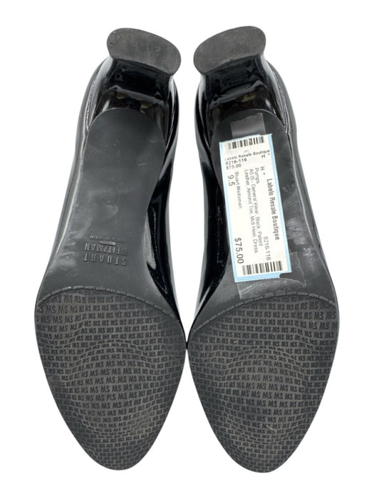 Stuart Weitzman Shoe Size 9.5 Black Patent Leather Almond Toe Midi Heel Pumps Black / 9.5