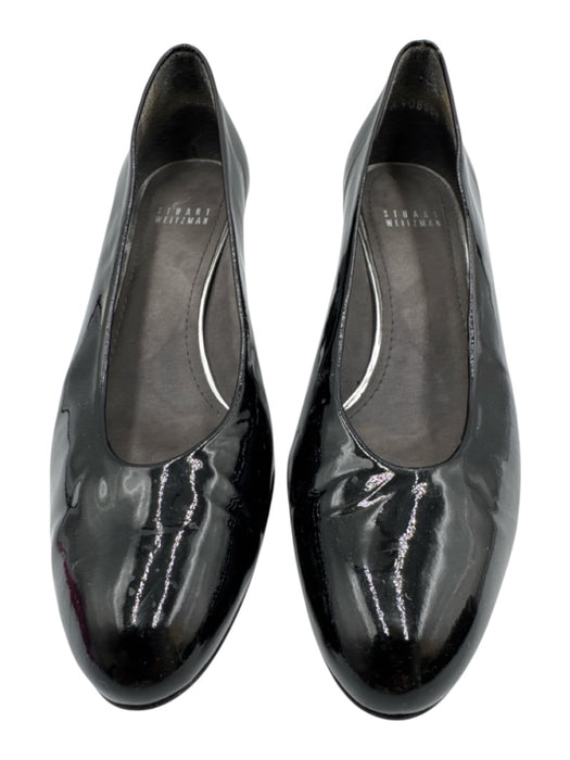 Stuart Weitzman Shoe Size 9.5 Black Patent Leather Almond Toe Midi Heel Pumps Black / 9.5