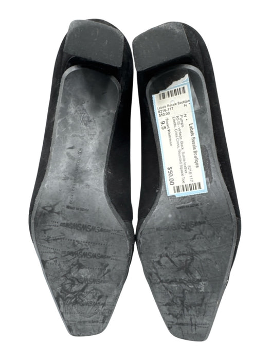 Stuart Weitzman Shoe Size 9.5 Black Suede leather Elastic Criss Cross Pumps Black / 9.5