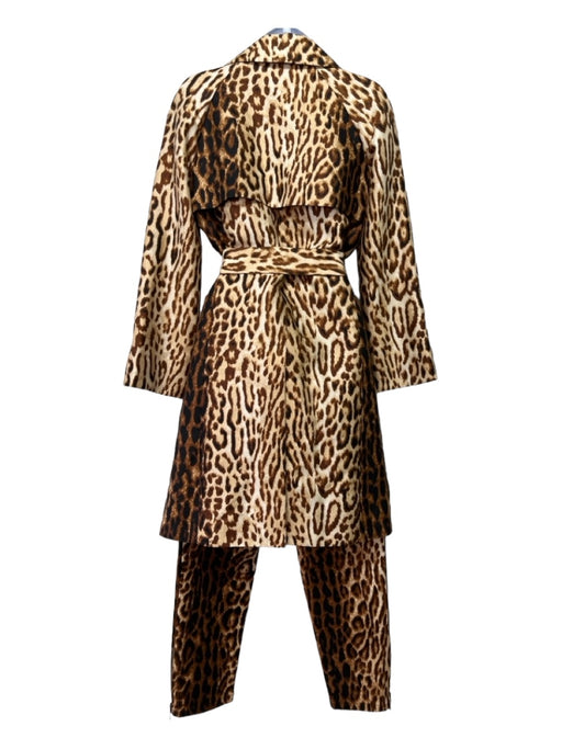 Celine Size 36 Beige & Brown Wool & Silk Animal Print Trench Belt Inc Pant Set Beige & Brown / 36