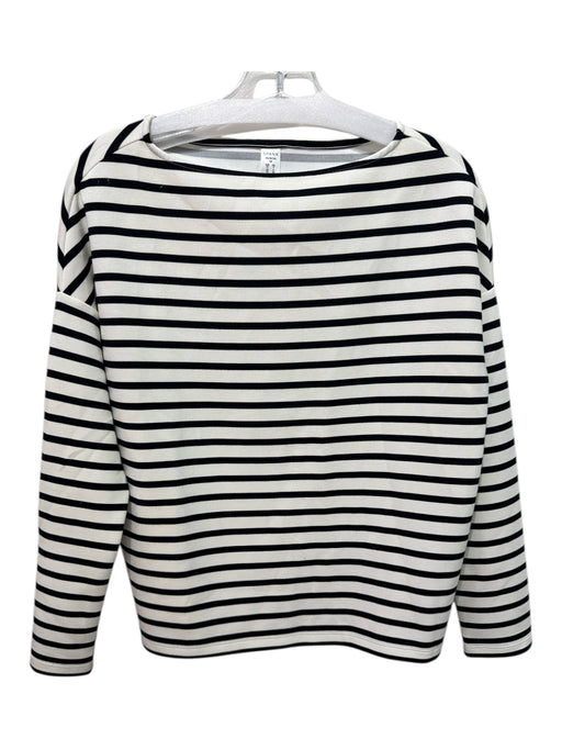 Spanx Size XS B&W Modal Blend Stripe Boat Neck Long Sleeve Boxy Top B&W / XS