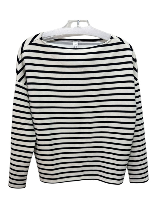 Spanx Size XS B&W Modal Blend Stripe Boat Neck Long Sleeve Boxy Top B&W / XS