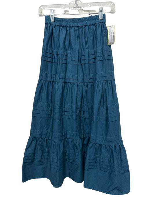 Sea New York Size XS Teal Cotton Elastic Waist Pockets Tiered Skirt Teal / XS