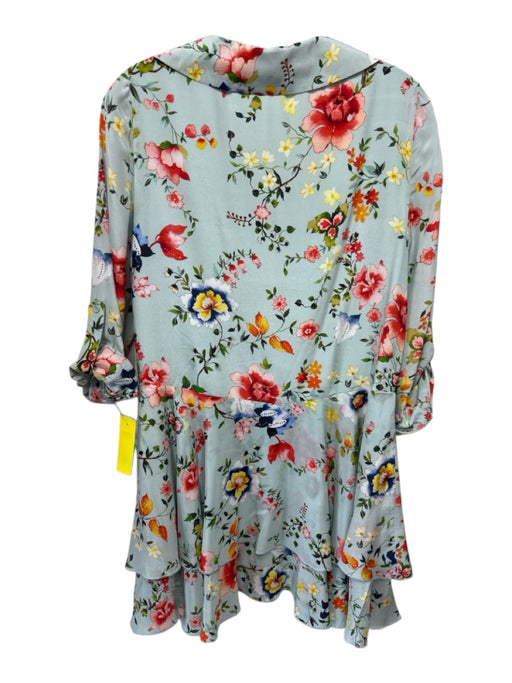 Alice + Olivia Size 0 Teal Green, Pink, Multi Silk Short Sleeve 3/4 Sleeve Dress Teal Green, Pink, Multi / 0