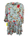 Alice + Olivia Size 0 Teal Green, Pink, Multi Silk Short Sleeve 3/4 Sleeve Dress Teal Green, Pink, Multi / 0