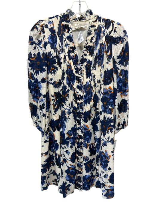 Diane Von Furstenberg Size XS Navy blue & Cream Viscose Puff 1/2 Sleeve Dress Navy blue & Cream / XS