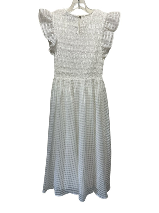 En Saison Size XS White Polyester Ruffle Cap Sleeve Smocked Bodice Midi Dress White / XS