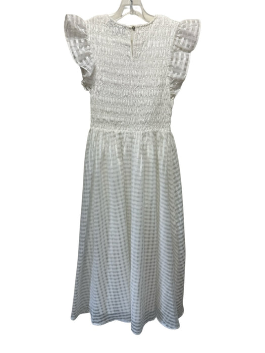 En Saison Size XS White Polyester Ruffle Cap Sleeve Smocked Bodice Midi Dress White / XS
