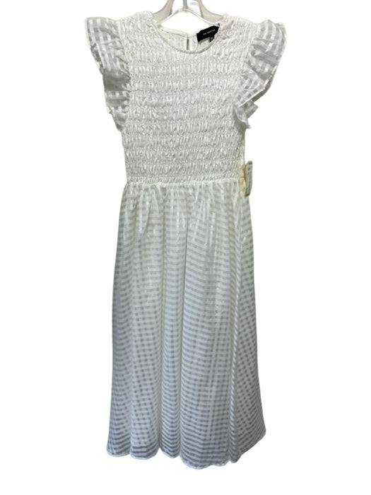 En Saison Size XS White Polyester Ruffle Cap Sleeve Smocked Bodice Midi Dress White / XS
