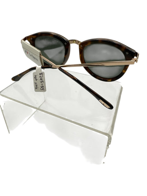 Le Specs Black & Brown Acetate Gold hardware Tortoiseshell Circle Sunglasses Black & Brown
