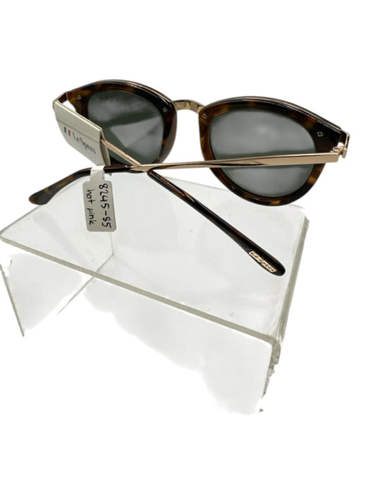 Le Specs Black & Brown Acetate Gold hardware Tortoiseshell Circle Sunglasses Black & Brown
