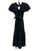 Sea New York Size 00 Black Cotton Ruffle Short Sleeve Floral Eyelet Midi Dress Black / 00