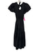 Sea New York Size 00 Black Cotton Ruffle Short Sleeve Floral Eyelet Midi Dress Black / 00