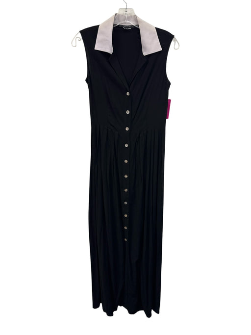 Abbey Glass Size XS Black & White Rayon Sleeveless Pearl Buttons Collar Dress Black & White / XS