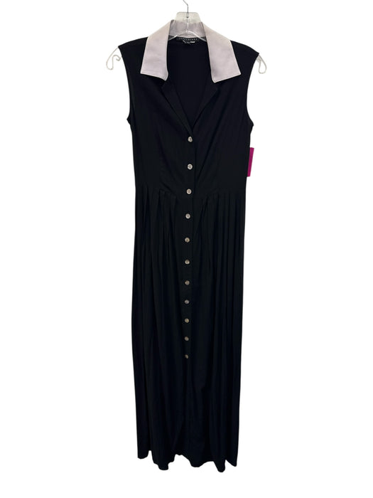 Abbey Glass Size XS Black & White Rayon Sleeveless Pearl Buttons Collar Dress Black & White / XS