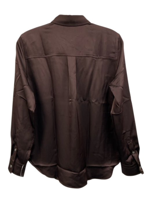 Spanx Size XS Dark Brown Polyester Satin Long Sleeve Button Up Shirt Top Dark Brown / XS