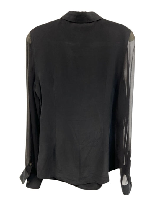 Equipment Femme Size M Black Silk Long Sheer Sleeves 1/2 Button Collared Top Black / M