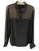 Equipment Femme Size M Black Silk Long Sheer Sleeves 1/2 Button Collared Top Black / M
