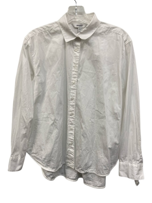 Spanx Size XS White Cotton Long Sleeve Button Up Collared Shirt Top White / XS