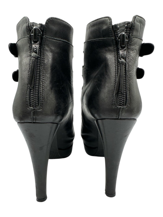 Stuart Weitzman Shoe Size 6.5 Black Leather Upper Buckle Back Zip Booties Black / 6.5