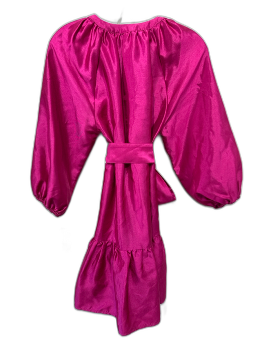 Abbey Glass Size XS Fuchsia Polyester 1/2 Balloon Sleeve Split V neckline Dress Fuchsia / XS