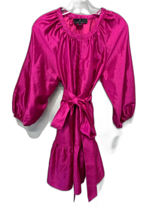 Abbey Glass Size XS Fuchsia Polyester 1/2 Balloon Sleeve Split V neckline Dress Fuchsia / XS