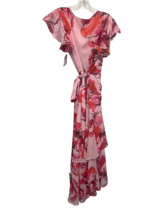 Hutch Size M Pink, Orange & Black Polyester Flutter Cap sleeve Floral Midi Dress Pink, Orange & Black / M