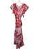 Hutch Size M Pink, Orange & Black Polyester Flutter Cap sleeve Floral Midi Dress Pink, Orange & Black / M
