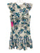 LaRoque Size M Blue, Green, White Cotton Flutter Cap sleeve Floral V Neck Dress Blue, Green, White / M