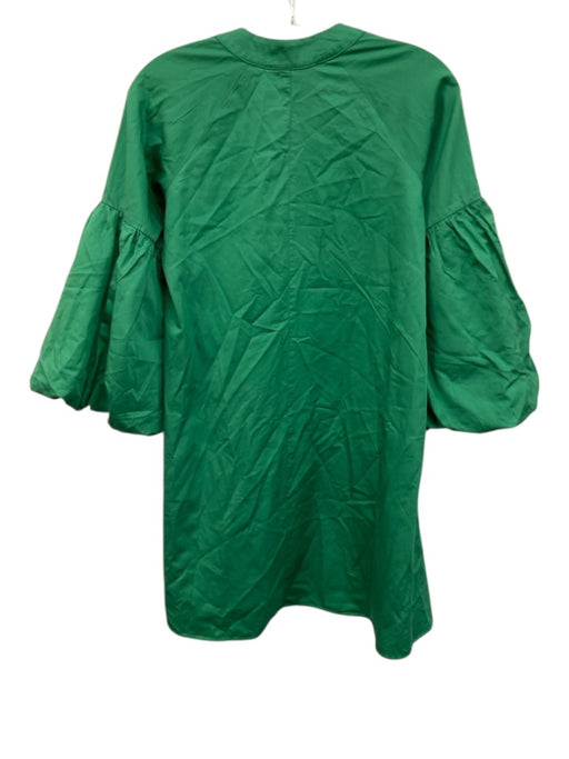 Kasia Size XS Green Cotton Long Sleeve V Neck Mini Tunic Dress Green / XS