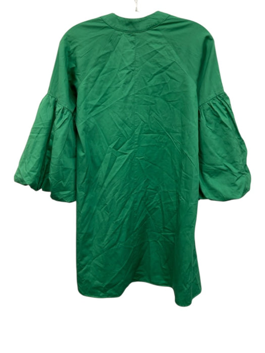 Kasia Size XS Green Cotton Long Sleeve V Neck Mini Tunic Dress Green / XS