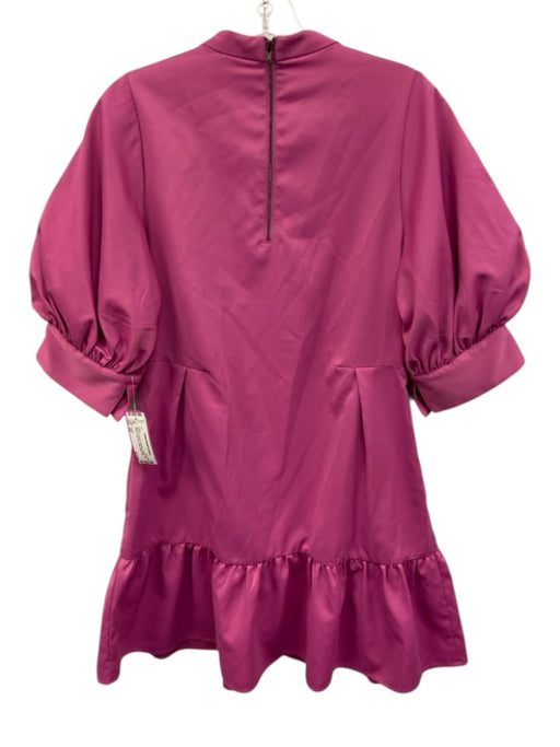 Crosby Size XS Magenta Purple Polyester Balloon Half Sleeve High Neck Mini Dress Magenta Purple / XS