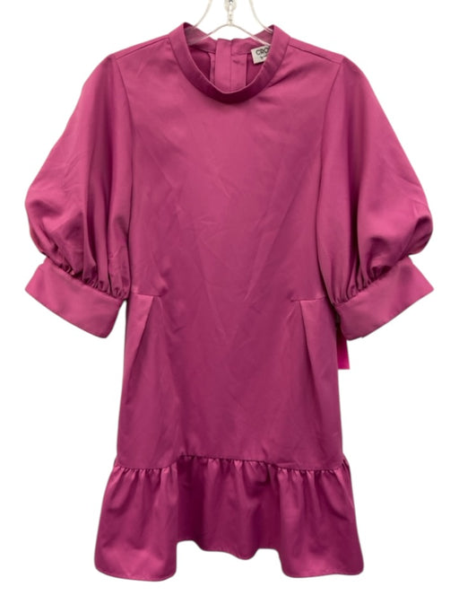 Crosby Size XS Magenta Purple Polyester Balloon Half Sleeve High Neck Mini Dress Magenta Purple / XS