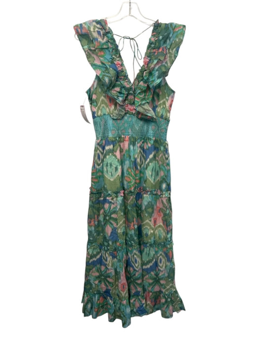 Love The Label Size S Green, Blue, Pink Cotton Blend Flutter Cap sleeve Dress Green, Blue, Pink / S